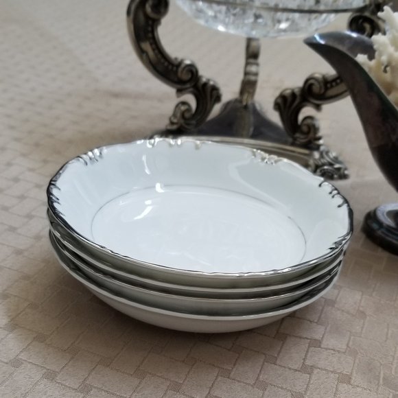 Gold China Baronet (Platinum Trim) 4 Fruit Bowls - Picture 1 of 4